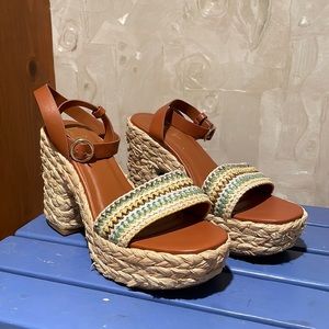 Lulus Eviee Beige Multi Raffia Platform Sandals